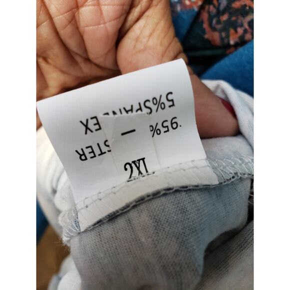 A-Line Dress Women's 2XL Blue Geo Print Stretch Long Sleeve V Neck Side Pockets - Picture 4 of 13